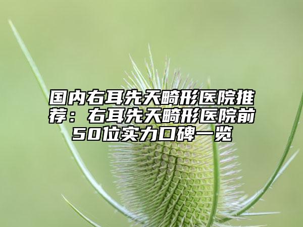 國內(nèi)右耳先天畸形醫(yī)院推薦：右耳先天畸形醫(yī)院前50位實(shí)力口碑一覽