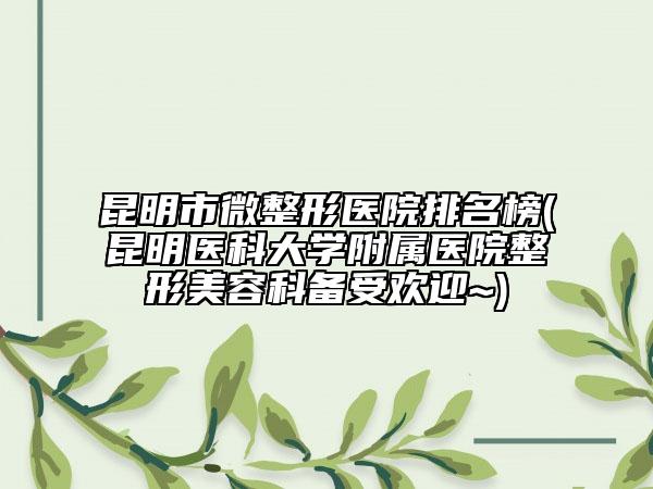 昆明市微整形醫(yī)院排名榜(昆明醫(yī)科大學(xué)附屬醫(yī)院整形美容科備受歡迎~)