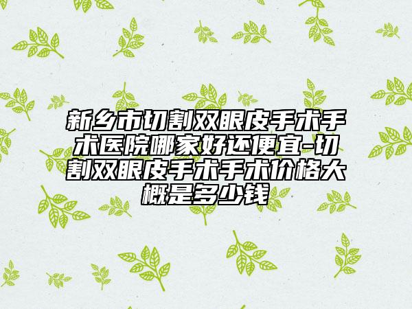 新鄉(xiāng)市切割雙眼皮手術(shù)手術(shù)醫(yī)院哪家好還便宜-切割雙眼皮手術(shù)手術(shù)價格大概是多少錢