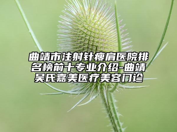 曲靖市注射針瘦肩醫(yī)院排名榜前十專(zhuān)業(yè)介紹-曲靖吳氏嘉美醫(yī)療美容門(mén)診