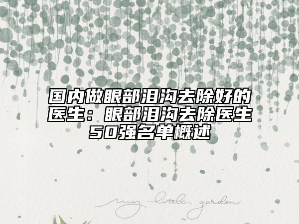國(guó)內(nèi)做眼部淚溝去除好的醫(yī)生：眼部淚溝去除醫(yī)生50強(qiáng)名單概述