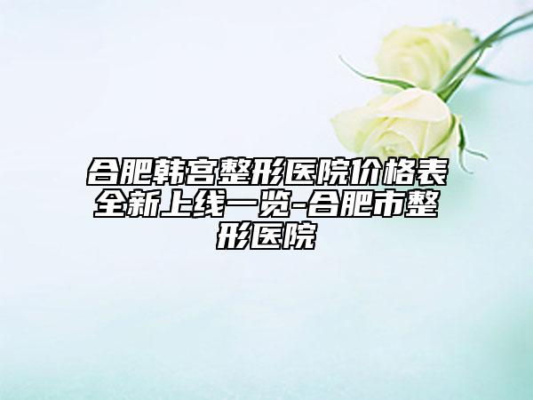 合肥韓宮整形醫(yī)院價格表全新上線一覽-合肥市整形醫(yī)院