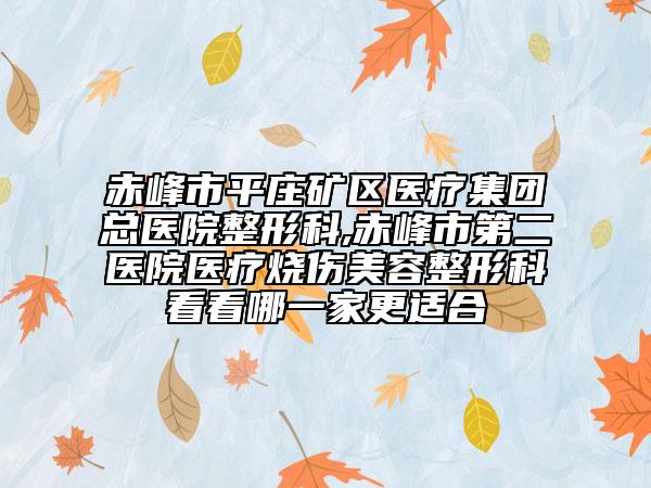 赤峰市平莊礦區(qū)醫(yī)療集團(tuán)總醫(yī)院整形科,赤峰市第二醫(yī)院醫(yī)療燒傷美容整形科看看哪一家更適合