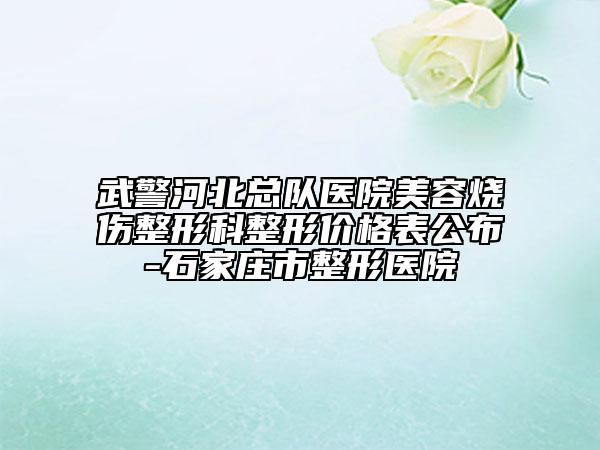 武警河北總隊(duì)醫(yī)院美容燒傷整形科整形價(jià)格表公布-石家莊市整形醫(yī)院