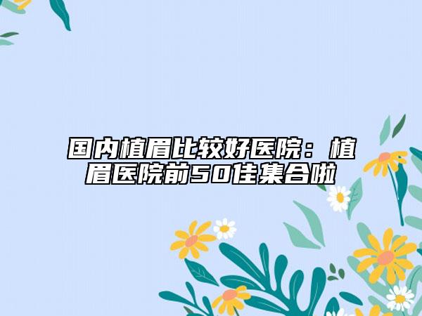國內(nèi)植眉比較好醫(yī)院：植眉醫(yī)院前50佳集合啦