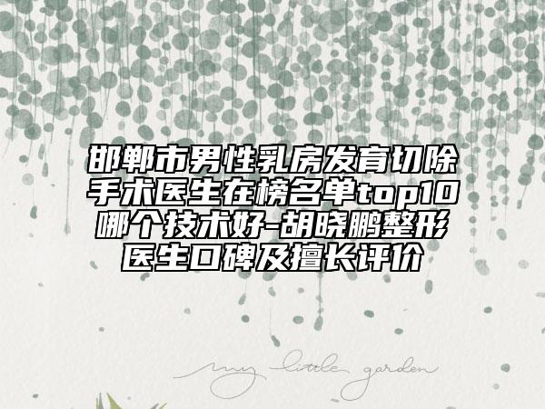 邯鄲市男性乳房發(fā)育切除手術(shù)醫(yī)生在榜名單top10哪個技術(shù)好-胡曉鵬整形醫(yī)生口碑及擅長評價
