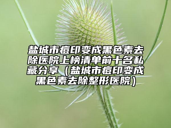 鹽城市痘印變成黑色素去除醫(yī)院上榜清單前十名私藏分享（鹽城市痘印變成黑色素去除整形醫(yī)院）