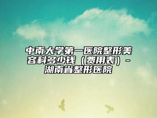 中南大學(xué)第一醫(yī)院整形美容科多少錢（費(fèi)用表）-湖南省整形醫(yī)院