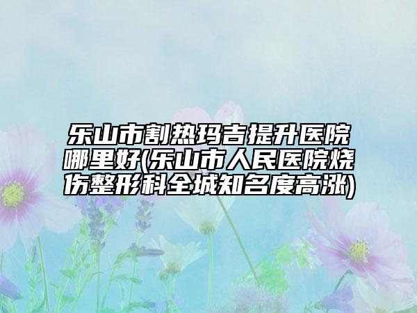 樂山市割熱瑪吉提升醫(yī)院哪里好(樂山市人民醫(yī)院燒傷整形科全城知名度高漲)