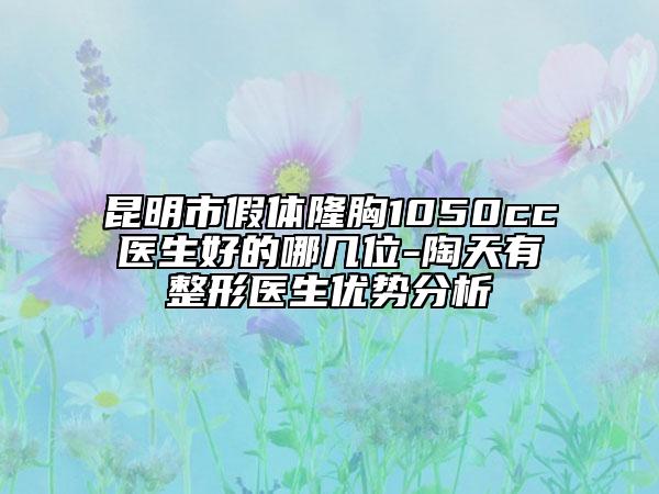 昆明市假體隆胸1050cc醫(yī)生好的哪幾位-陶天有整形醫(yī)生優(yōu)勢(shì)分析