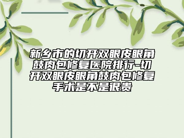 新鄉(xiāng)市的切開(kāi)雙眼皮眼角鼓肉包修復(fù)醫(yī)院排行-切開(kāi)雙眼皮眼角鼓肉包修復(fù)手術(shù)是不是很貴