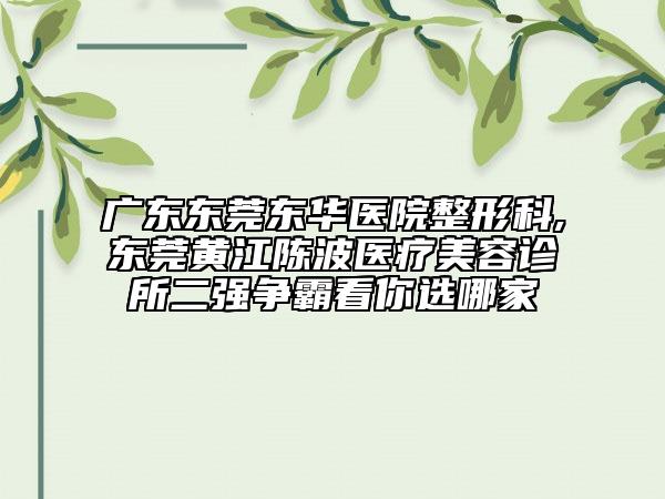 廣東東莞東華醫(yī)院整形科,東莞黃江陳波醫(yī)療美容診所二強爭霸看你選哪家
