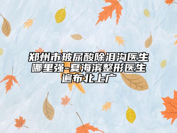鄭州市玻尿酸除淚溝醫(yī)生哪里強-夏海濱整形醫(yī)生遍布北上廣