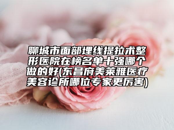 聊城市面部埋線提拉術整形醫(yī)院在榜名單十強哪個做的好(東昌府美萊雅醫(yī)療美容診所哪位專家更厲害)