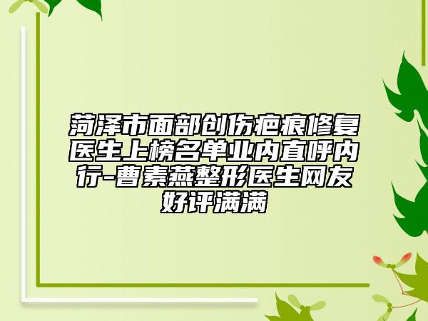 菏澤市面部創(chuàng)傷疤痕修復(fù)醫(yī)生上榜名單業(yè)內(nèi)直呼內(nèi)行-曹素燕整形醫(yī)生網(wǎng)友好評(píng)滿滿