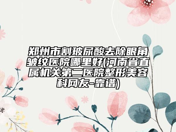 鄭州市割玻尿酸去除眼角皺紋醫(yī)院哪里好(河南省直屬機關(guān)第二醫(yī)院整形美容科網(wǎng)友-靠譜)