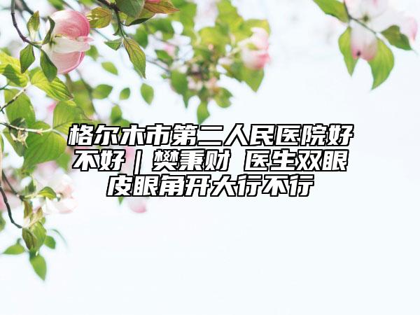 格爾木市第二人民醫(yī)院好不好｜樊秉財(cái)?醫(yī)生雙眼皮眼角開(kāi)大行不行