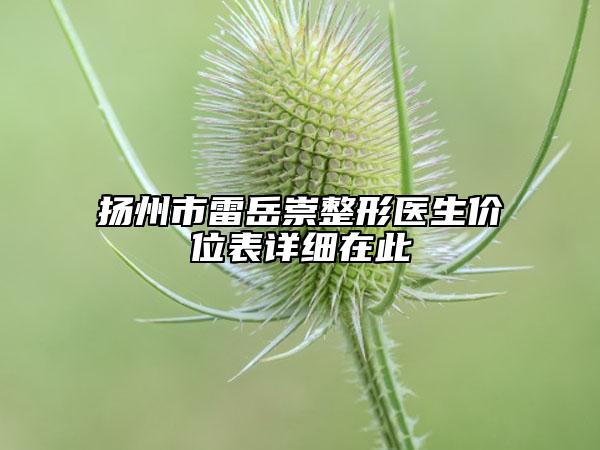 揚州市雷岳崇整形醫(yī)生價位表詳細在此