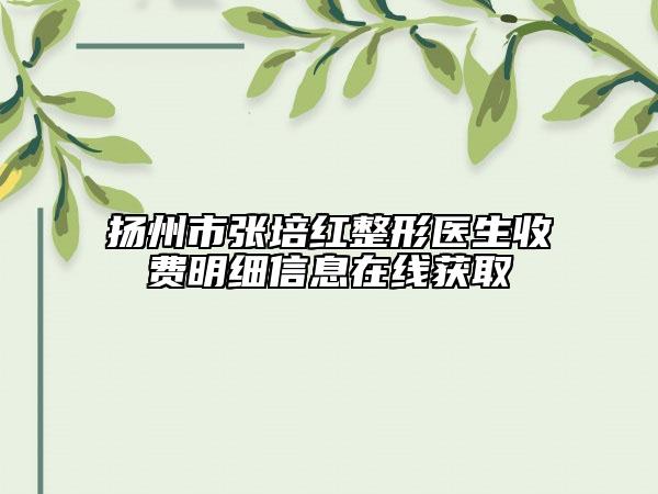 揚州市張培紅整形醫(yī)生收費明細(xì)信息在線獲取
