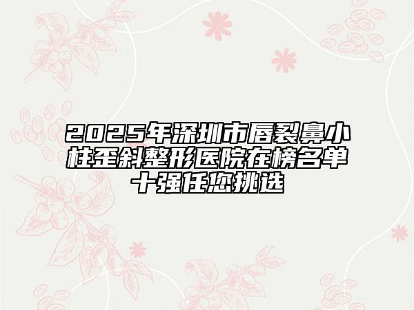 2025年深圳市唇裂鼻小柱歪斜整形醫(yī)院在榜名單十強任您挑選