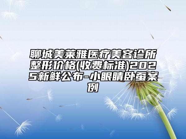 聊城美萊雅醫(yī)療美容診所整形價格(收費標準)2025新鮮公布-小眼睛臥蠶案例