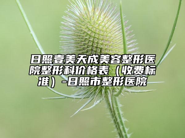 日照壹美天成美容整形醫(yī)院整形科價格表（收費標準）-日照市整形醫(yī)院