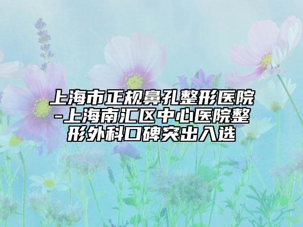 上海市正規(guī)鼻孔整形醫(yī)院-上海南匯區(qū)中心醫(yī)院整形外科口碑突出入選