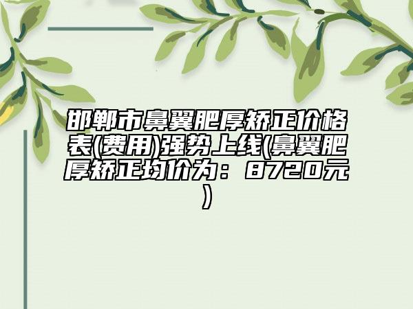 邯鄲市鼻翼肥厚矯正價格表(費用)強勢上線(鼻翼肥厚矯正均價為：8720元)