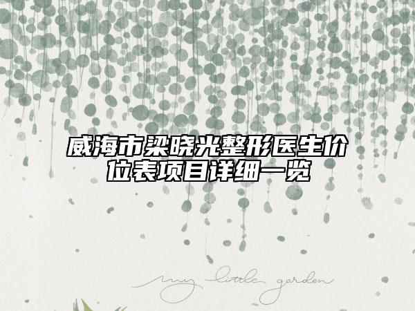 威海市梁曉光整形醫(yī)生價(jià)位表項(xiàng)目詳細(xì)一覽