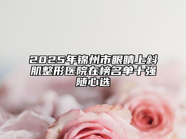 2025年錦州市眼睛上斜肌整形醫(yī)院在榜名單十強(qiáng)隨心選