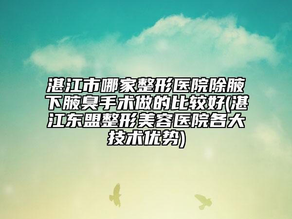 湛江市哪家整形醫(yī)院除腋下腋臭手術(shù)做的比較好(湛江東盟整形美容醫(yī)院各大技術(shù)優(yōu)勢(shì))