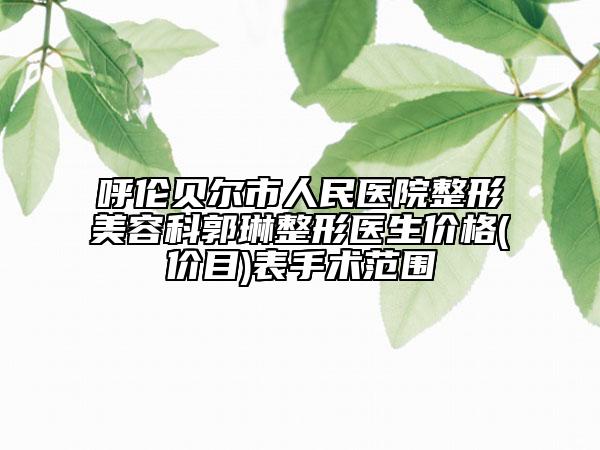 呼倫貝爾市人民醫(yī)院整形美容科郭琳整形醫(yī)生價(jià)格(價(jià)目)表手術(shù)范圍