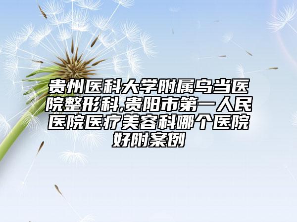 貴州醫(yī)科大學(xué)附屬烏當(dāng)醫(yī)院整形科,貴陽市第一人民醫(yī)院醫(yī)療美容科哪個醫(yī)院好附案例