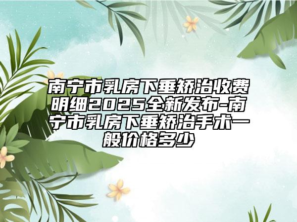 南寧市乳房下垂矯治收費明細2025全新發(fā)布-南寧市乳房下垂矯治手術一般價格多少