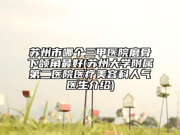 蘇州市哪個(gè)三甲醫(yī)院磨骨下頜角最好(蘇州大學(xué)附屬第二醫(yī)院醫(yī)療美容科人氣醫(yī)生介紹)