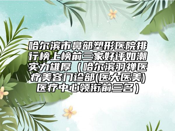 哈爾濱市鼻部塑形醫(yī)院排行榜上榜前三家好評(píng)如潮實(shí)力雄厚（哈爾濱羽禪醫(yī)療美容門診部(醫(yī)大醫(yī)美)醫(yī)療中心領(lǐng)銜前三名）