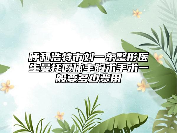 呼和浩特市劉一東整形醫(yī)生曼托假體豐胸術(shù)手術(shù)一般要多少費用