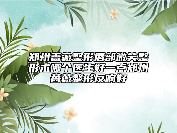 鄭州薔薇整形唇部微笑整形術哪個醫(yī)生好一點鄭州薔薇整形反響好