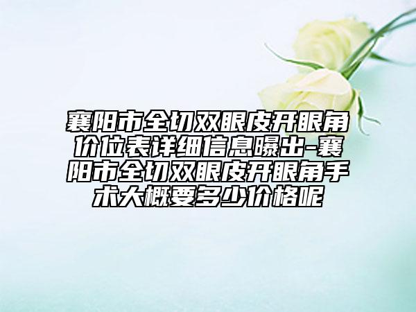 襄陽市全切雙眼皮開眼角價位表詳細信息曝出-襄陽市全切雙眼皮開眼角手術大概要多少價格呢