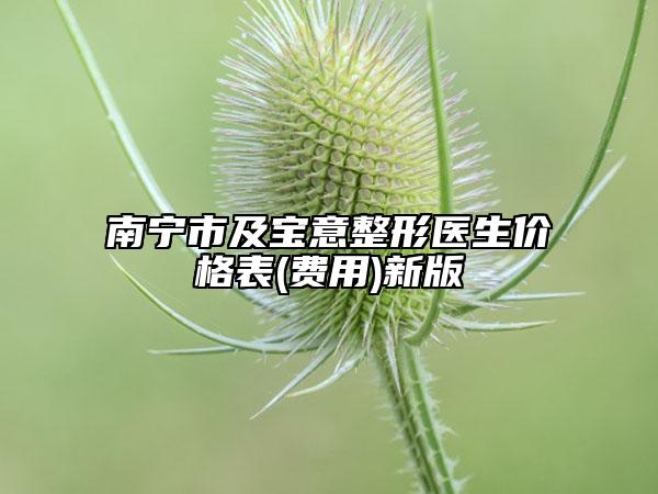 南寧市及寶意整形醫(yī)生價格表(費(fèi)用)新版