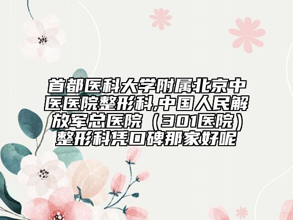 首都醫(yī)科大學(xué)附屬北京中醫(yī)醫(yī)院整形科,中國人民解放軍總醫(yī)院（301醫(yī)院）整形科憑口碑那家好呢