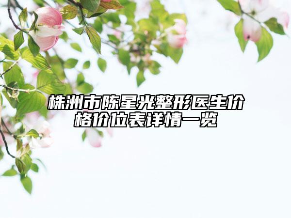 株洲市陳星光整形醫(yī)生價(jià)格價(jià)位表詳情一覽
