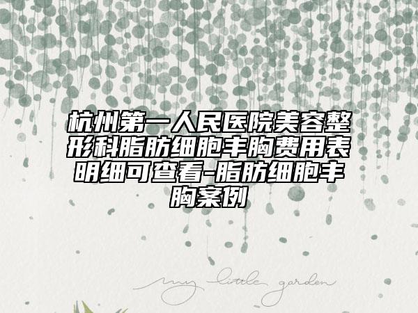 杭州第一人民醫(yī)院美容整形科脂肪細胞豐胸費用表明細可查看-脂肪細胞豐胸案例
