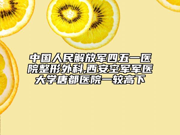 中國人民解放軍四五一醫(yī)院整形外科,西安空軍軍醫(yī)大學(xué)唐都醫(yī)院一較高下