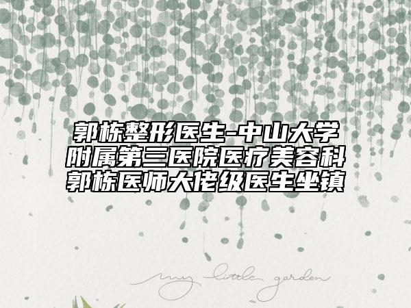 郭棟整形醫(yī)生-中山大學(xué)附屬第三醫(yī)院醫(yī)療美容科郭棟醫(yī)師大佬級(jí)醫(yī)生坐鎮(zhèn)