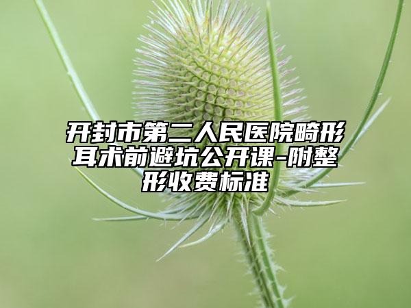 開(kāi)封市第二人民醫(yī)院畸形耳術(shù)前避坑公開(kāi)課-附整形收費(fèi)標(biāo)準(zhǔn)