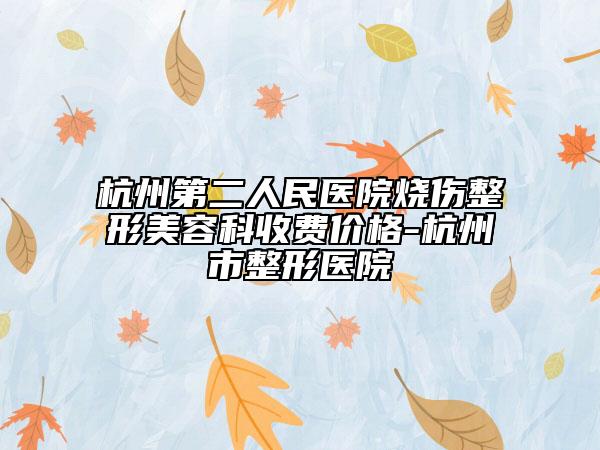 杭州第二人民醫(yī)院燒傷整形美容科收費(fèi)價格-杭州市整形醫(yī)院