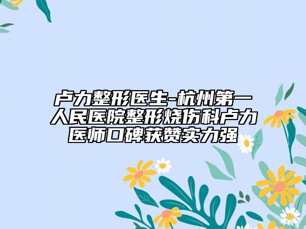 盧力整形醫(yī)生-杭州第一人民醫(yī)院整形燒傷科盧力醫(yī)師口碑獲贊實(shí)力強(qiáng)