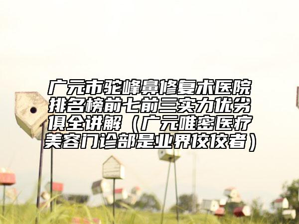 廣元市駝峰鼻修復(fù)術(shù)醫(yī)院排名榜前七前三實(shí)力優(yōu)劣俱全講解（廣元唯密醫(yī)療美容門(mén)診部是業(yè)界佼佼者）