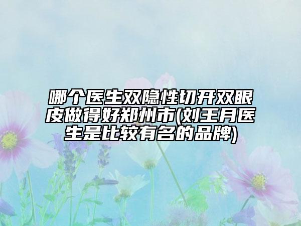 哪個醫(yī)生雙隱性切開雙眼皮做得好鄭州市(劉王月醫(yī)生是比較有名的品牌)
